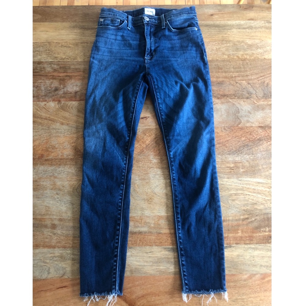 Hudson Barbara High Rise raw hem skinny jeans